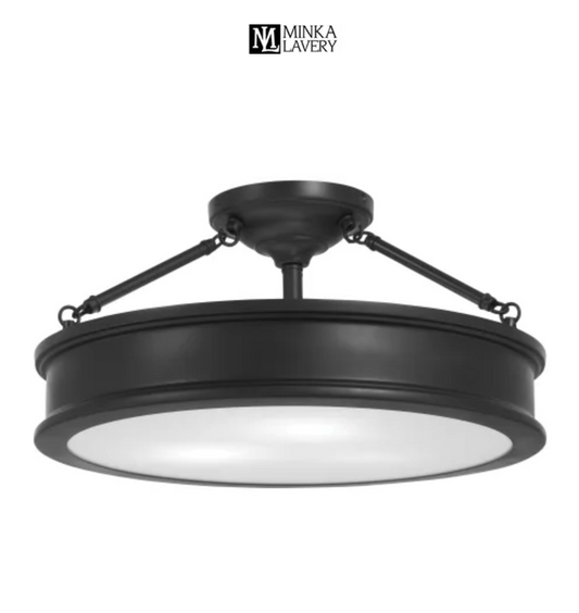 Minka Lavery Harbour Point 3 Light 19" Wide Semi-Flush Ceiling Fixture with Etched White Glass