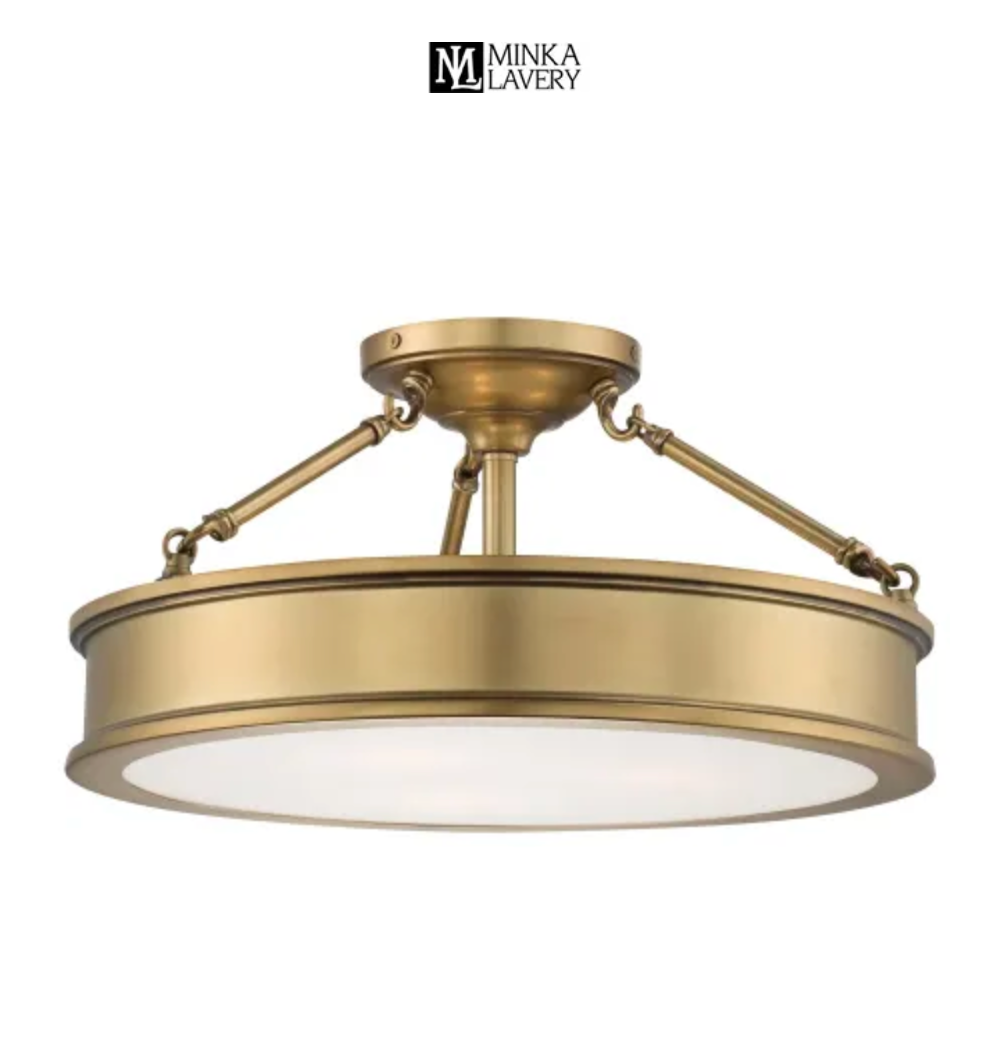 Minka Lavery Harbour Point 3 Light 19" Wide Semi-Flush Ceiling Fixture with Etched White Glass