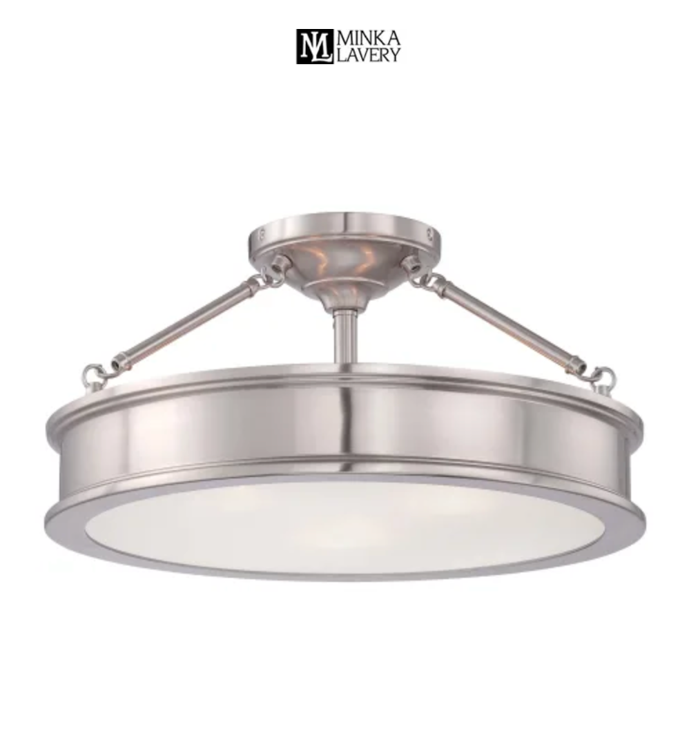 Minka Lavery Harbour Point 3 Light 19" Wide Semi-Flush Ceiling Fixture with Etched White Glass